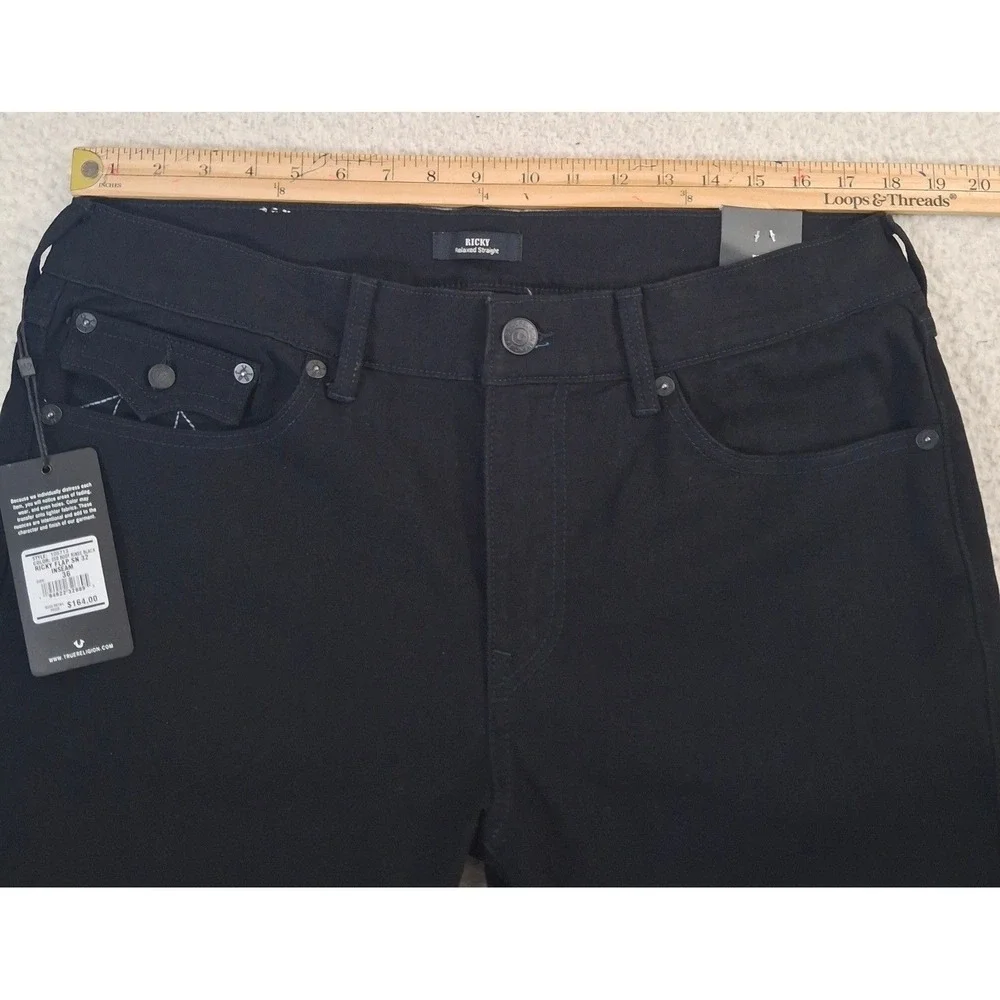 True Religion Ricky Flap SN Jeans Mens 36x32* Black Relaxed Straight